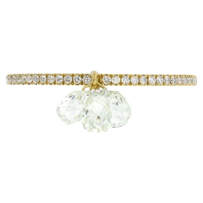 JR 1.00 Carat Diamond Briolette Dangling Ring 18 Karat Yellow Gold For Sale