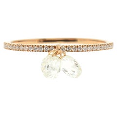 JR Bague pendante en or rose 18 carats avec briolette en diamants de 1,00 carat