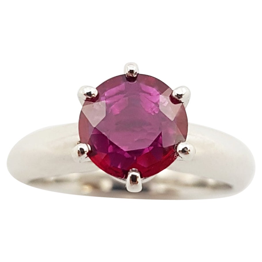 Certified Unheated Ruby with Diamond Ring Set in Platinum 950 Settings ...