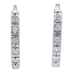 Diamonds, 18 Karat White Gold Hoop Earrings