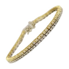 3.25 Carat Double Row Two-Tone 14 Karat Tennis Bracelet