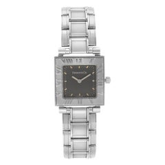 Used Tiffany & Co. Atlas Square Stainless Steel Black Dial Ladies Quartz Watch