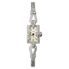 Cartier Lady's Platinum Diamond Bracelet Wristwatch