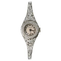 Antique Tiffany & Co. Lady's Platinum Diamond Art Deco Wristwatch