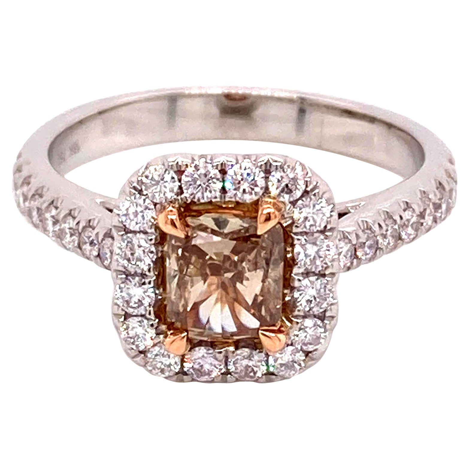Alexander 1.18ctt Fancy Intense Brown Diamond Ring 18k White Gold For Sale