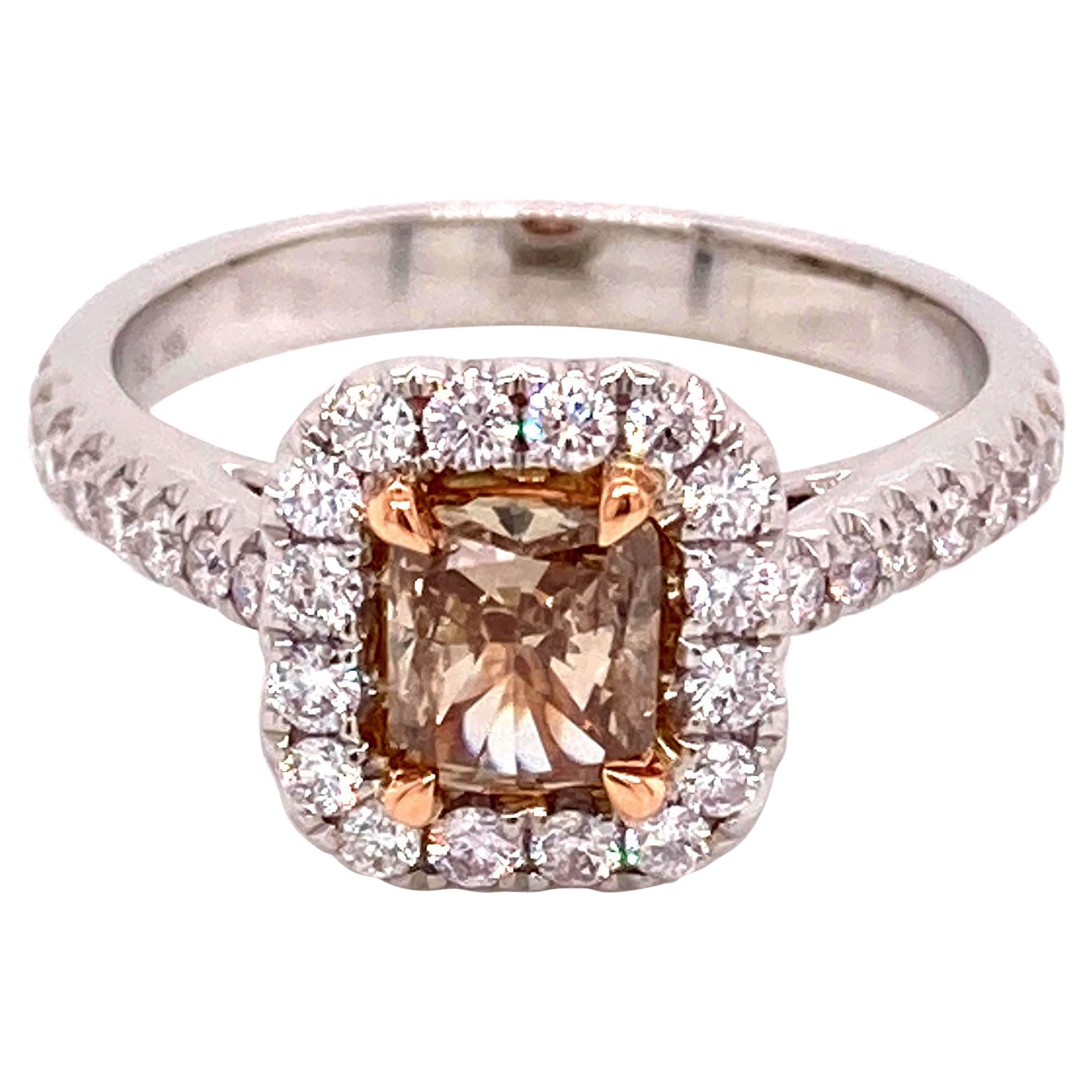 Alexander, bague en or blanc 18 carats avec diamant brun intense fantaisie de 1,18 carat