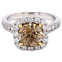 Alexander GIA Certified 2.93ctt Fancy Deep Yellow Brown Diamond Ring 18k Gold
