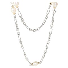 David Yurman Figaro Pearl Station Necklace in 18K Yellow Gold