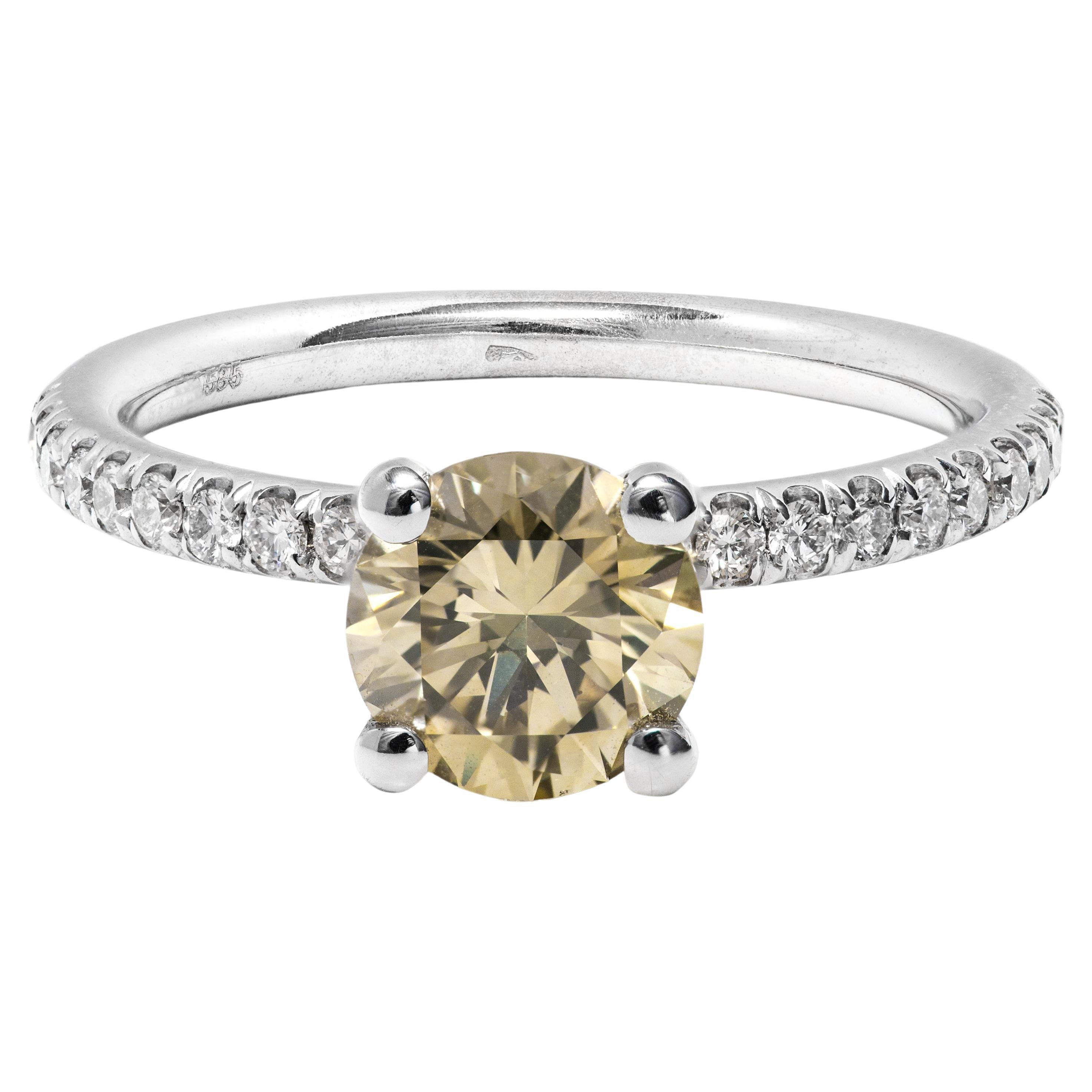 1.31 Ct Natural Fancy Brownish Yellow Diamond Ring, No Reserve Price