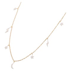18K Yellow Gold Moon Stars Celestial Necklace