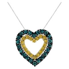 Yellow Gold Plated Sterling Silver 1/2 Ct Treated Diamond Heart Pendant Necklace