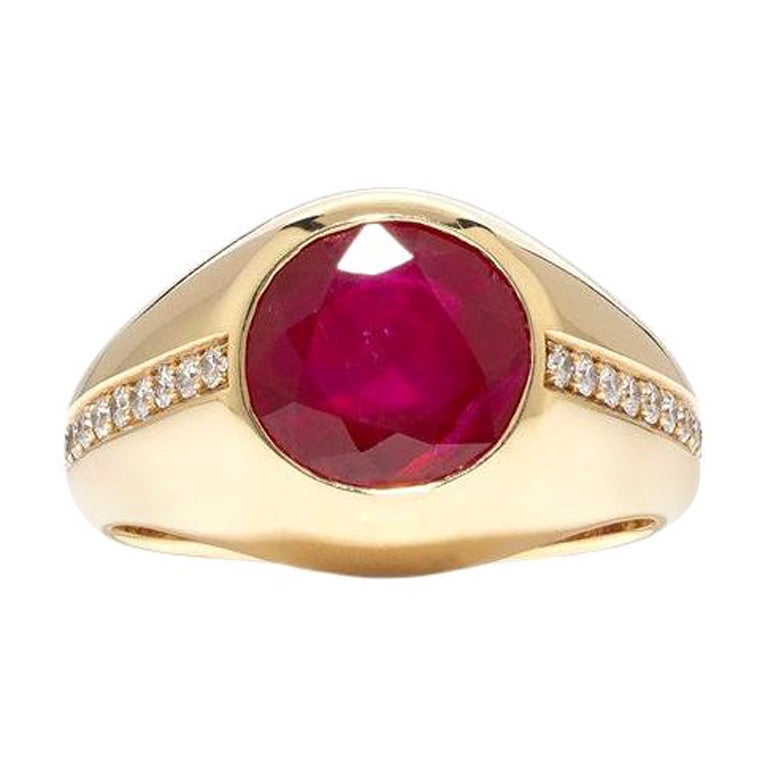 Gübelin 2.91 Carat Rose Gold Ruby and Diamond Ring For Sale