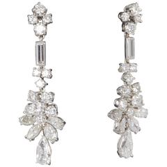 1950s Diamond Platinum Dangle Earrings 8