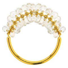 JR Rose Cut Diamond Dangling Ring 18 Karat Yellow Gold