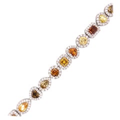Alexander All GIA Certified Multi Fancy Deep-Fancy Color Diamond Bracelet 18k
