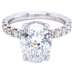 Alexander GIA Certified E Color 3.06ct Oval Diamond Ring 18 Karat White Gold