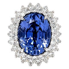 Alexander GIA Certified 7.84ct No Heat Ceylon Sapphire with Diamonds 18k