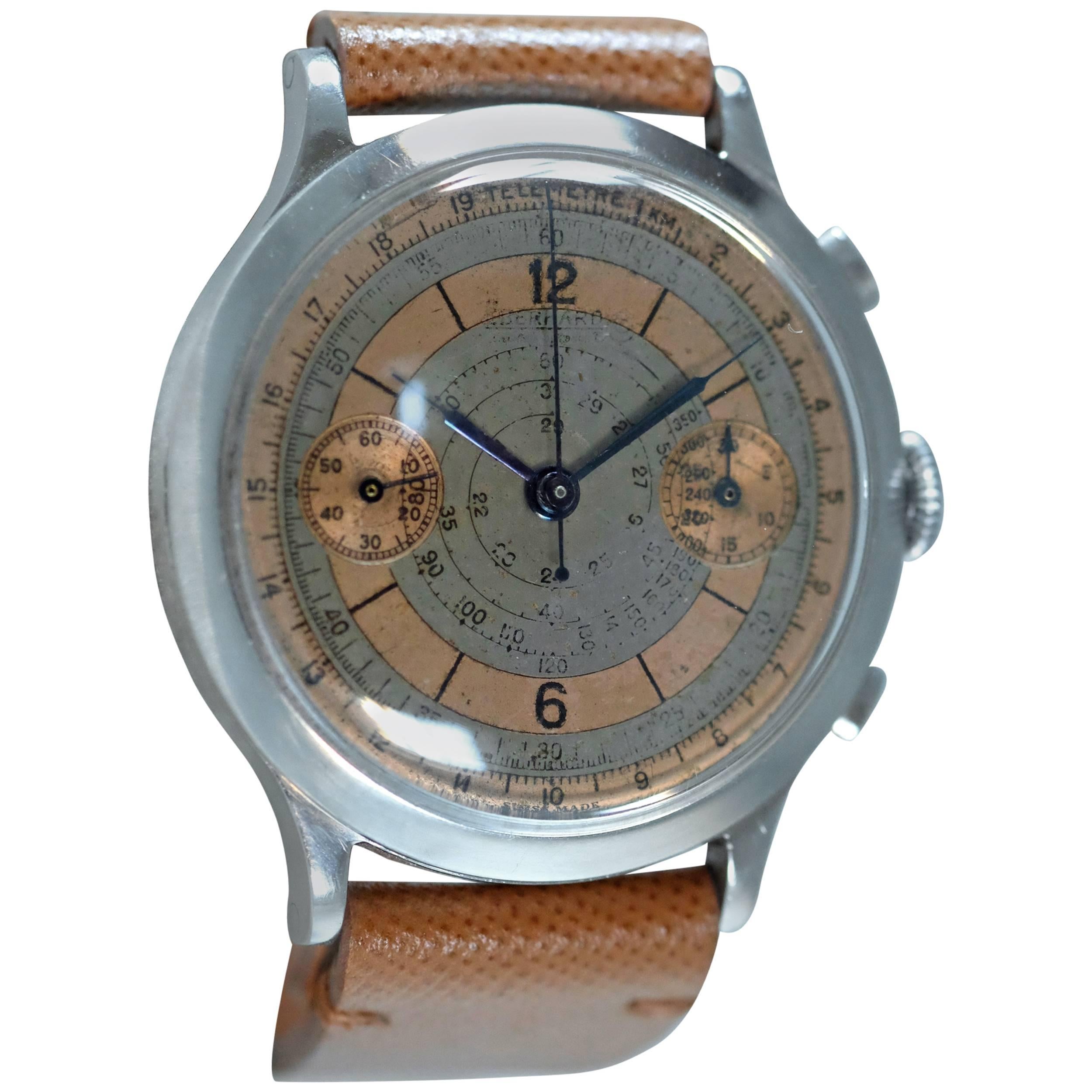Eberhard Stainless Steel Chronograph Wristwatch For Sale