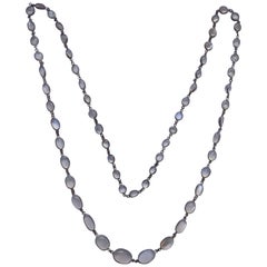 Edwardian Moonstone Silver Necklace Chain