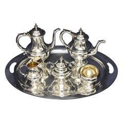 Used "the Pilgrim" Sterling Silver 5 Pieces Coffee/Tea Set by Reed & Barton, No Tray