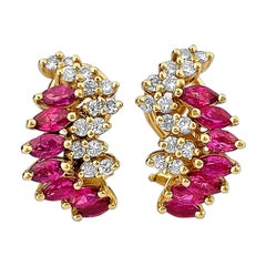 Vintage 1.70 Carat Natural Ruby Diamond Earrings