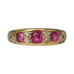 Edwardian Ruby and Diamond 18 Carat Gold Three-Stone Ring