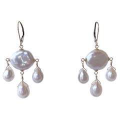 Marina J. Coin Pearl and 14k Lever Back Chandelier Earrings