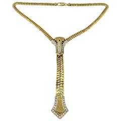 Diamond Gold Zipper Necklace