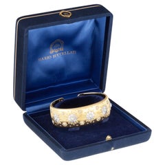 Mario Buccellati 18k Yellow and White Gold Diamond Cuff Bracelet w/ Original Box