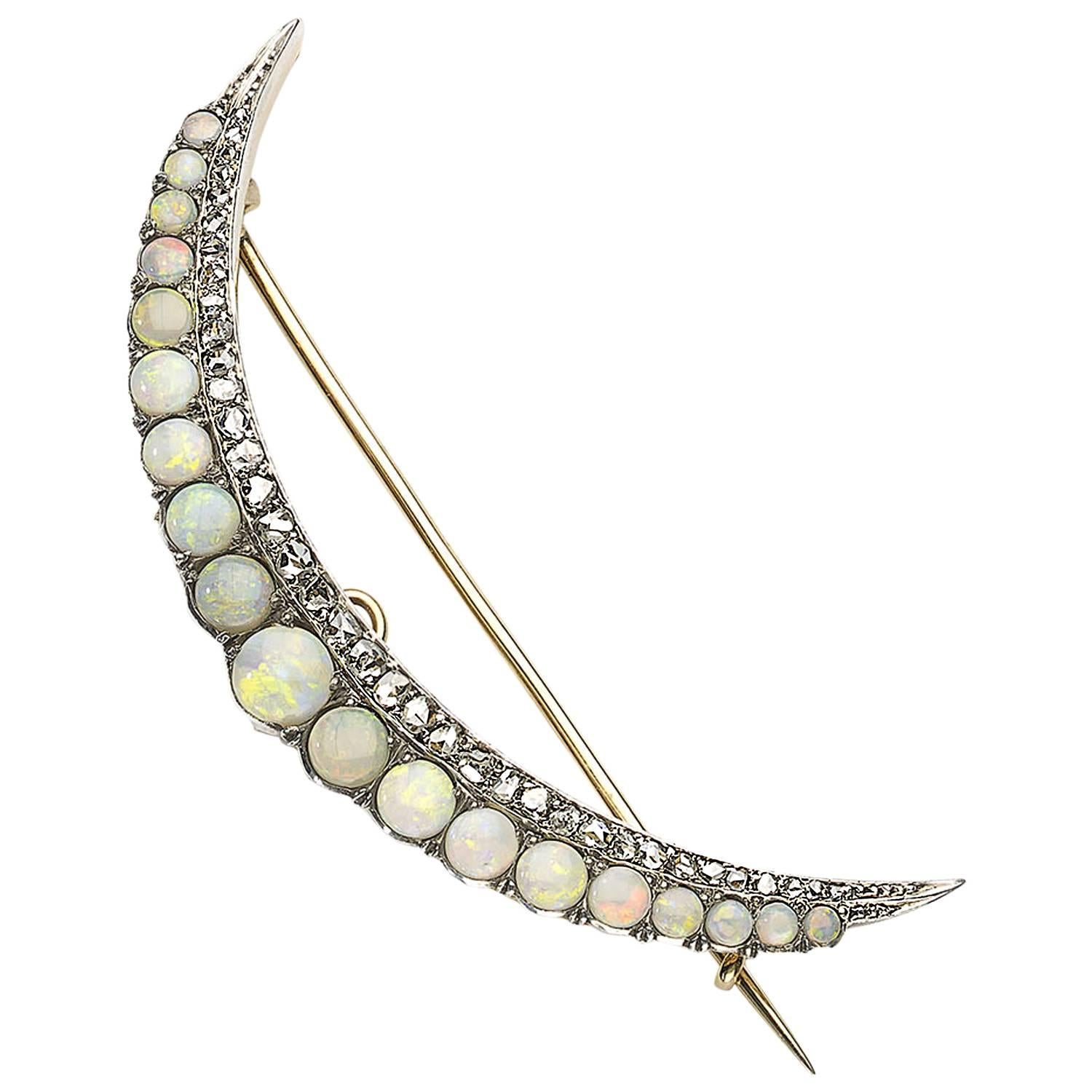 Opal Crescent Brooch