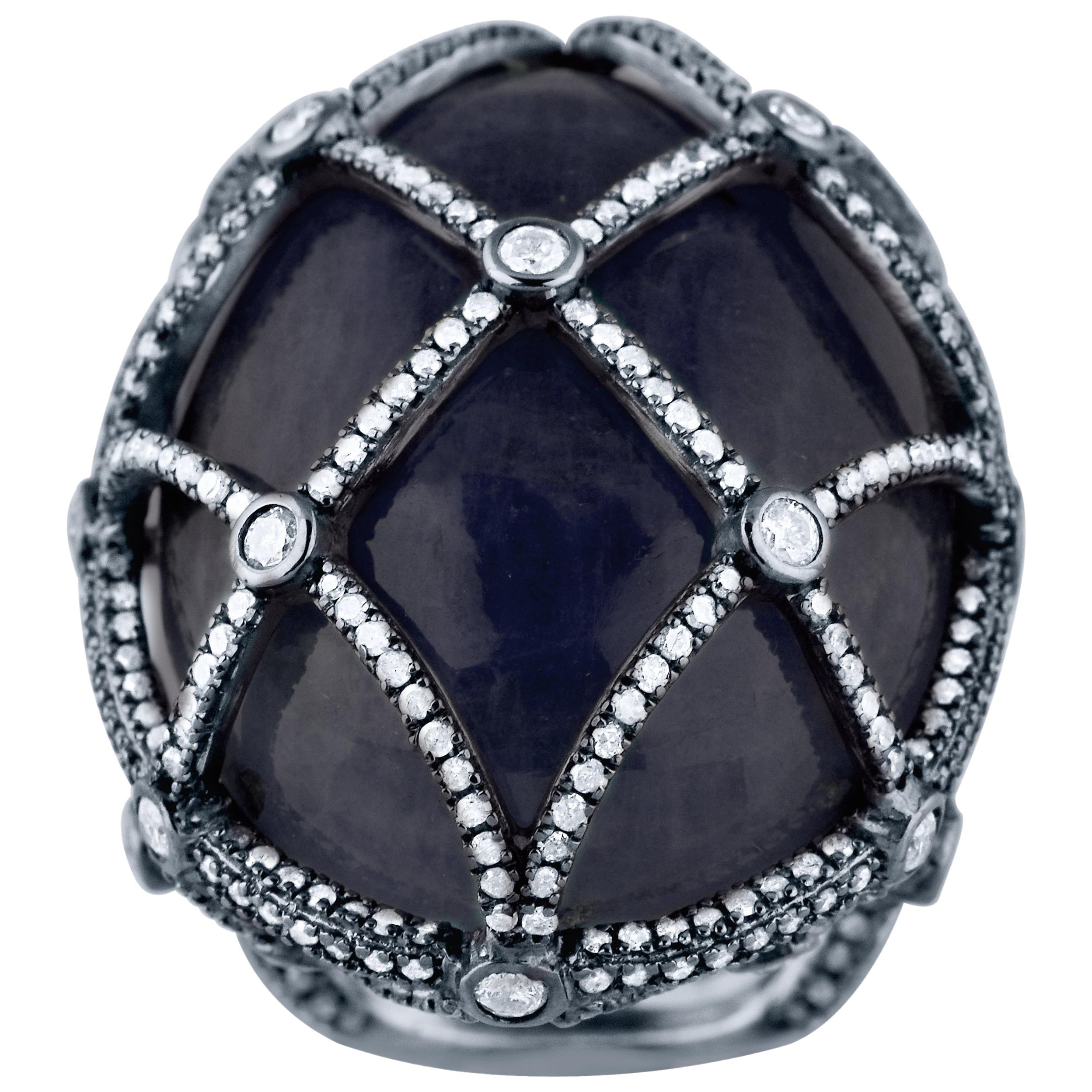 Jade Jagger White Diamond Sapphire Dome Quintessence Earth Ring For Sale
