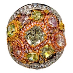 6.65ct Natural Fancy Colored Diamond Ring, 11 GIA Certificates