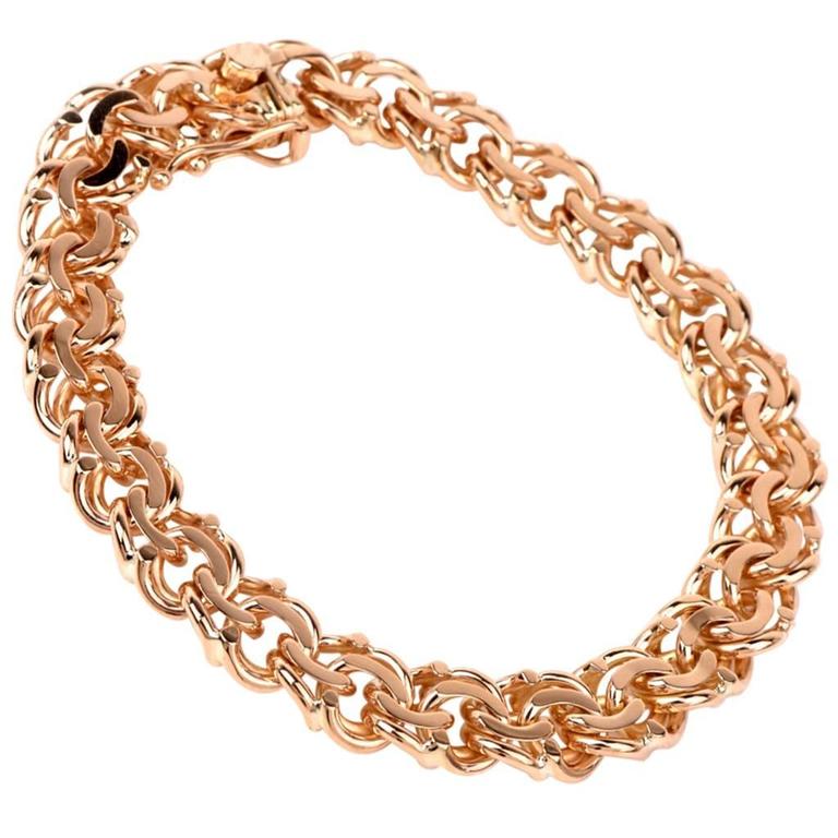 Gold Byzantine Weave Link Bracelet at 1stDibs