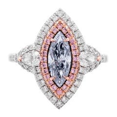 House of Diamonds New York 1.01ct Light Blue Marquise Ring GIA