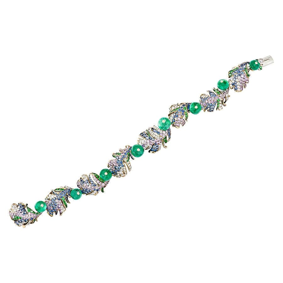 Neha Dani Loriini-Armband, Smaragd Perle, Saphir, Tsavorit Granat auf Titan im Angebot