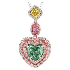 House of Diamonds New York 2.00ct GIA Fancy Intense Green Heart Shape Pendant