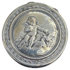 Cherub Engel Amor Tauben Vögel Sterlingsilber Box Pill Schmuck Ring Box Antike
