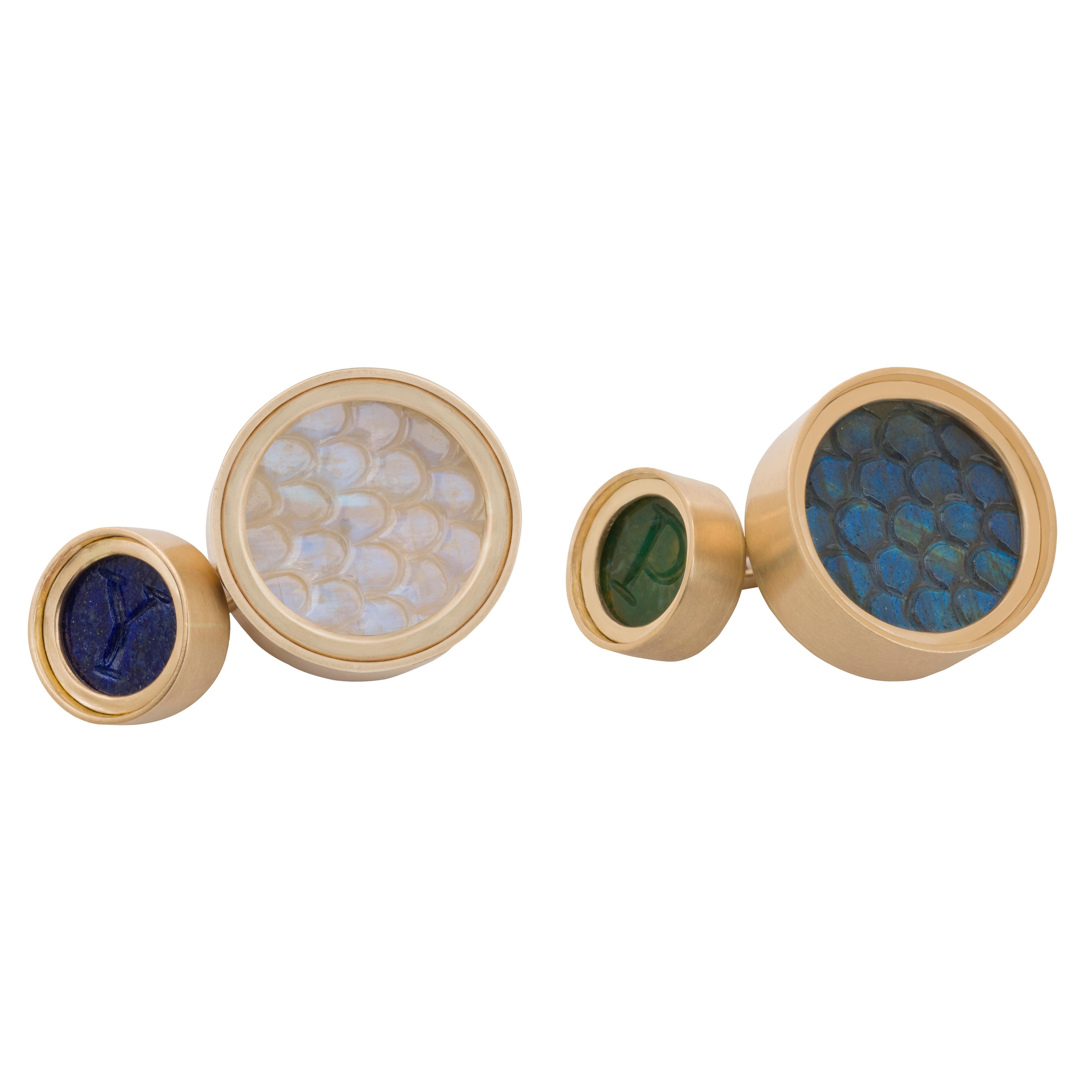 Ouroboros Snakeskin Cufflinks set in Gold For Sale