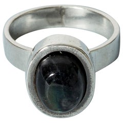 Vintage Silver and Spectrolite Ring from Valo Koru, Finland, 1975
