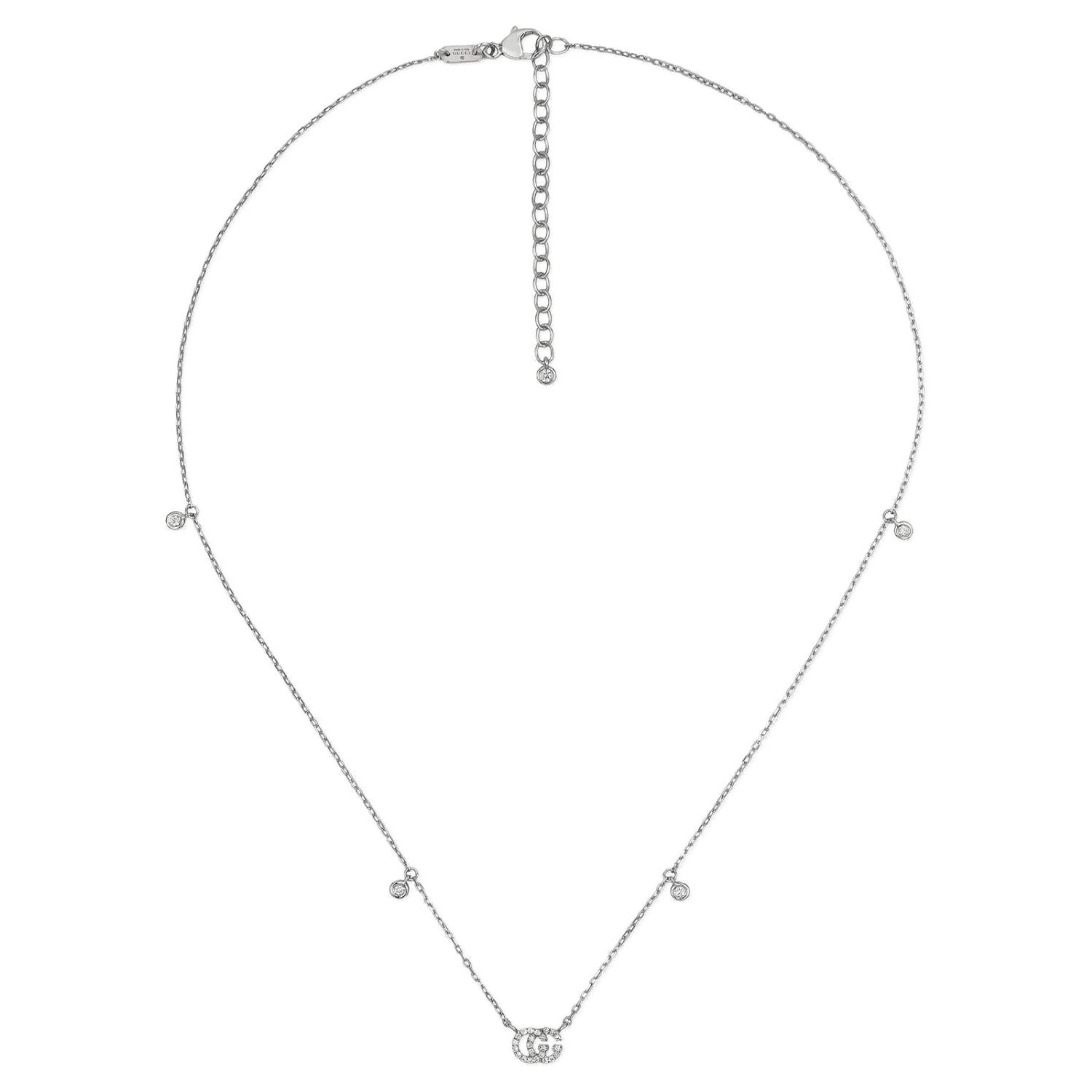 Gucci GG Running Necklace in White Gold, YBB479231001 For Sale