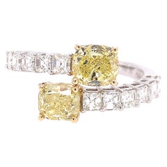 Ruchi New York Yellow and White Diamond Bypass Ring