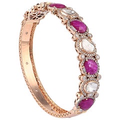 Ruby Diamond Gold Bangle Bracelet
