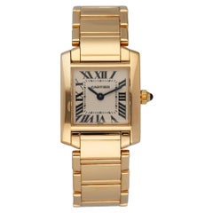 Retro Cartier Tank Francaise 1820 18K Yellow Gold Ladies Watch Box & Papers