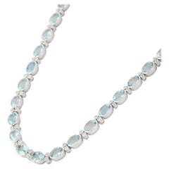 18K White Gold Aquamarine and Diamond Wedding Necklace 