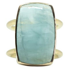 18 Karat Gold Ring with an 18.87 Carat Aquamarine Cabochon by Marion Jeantet