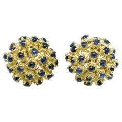 Urchin Earrings with Sapphires Cabochon in Gold 18 Karats Liberty 