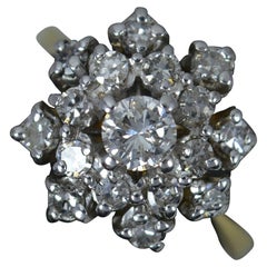 Vintage 18 Carat Gold and 0.75 Carat Diamond Snowflake Cluster Ring