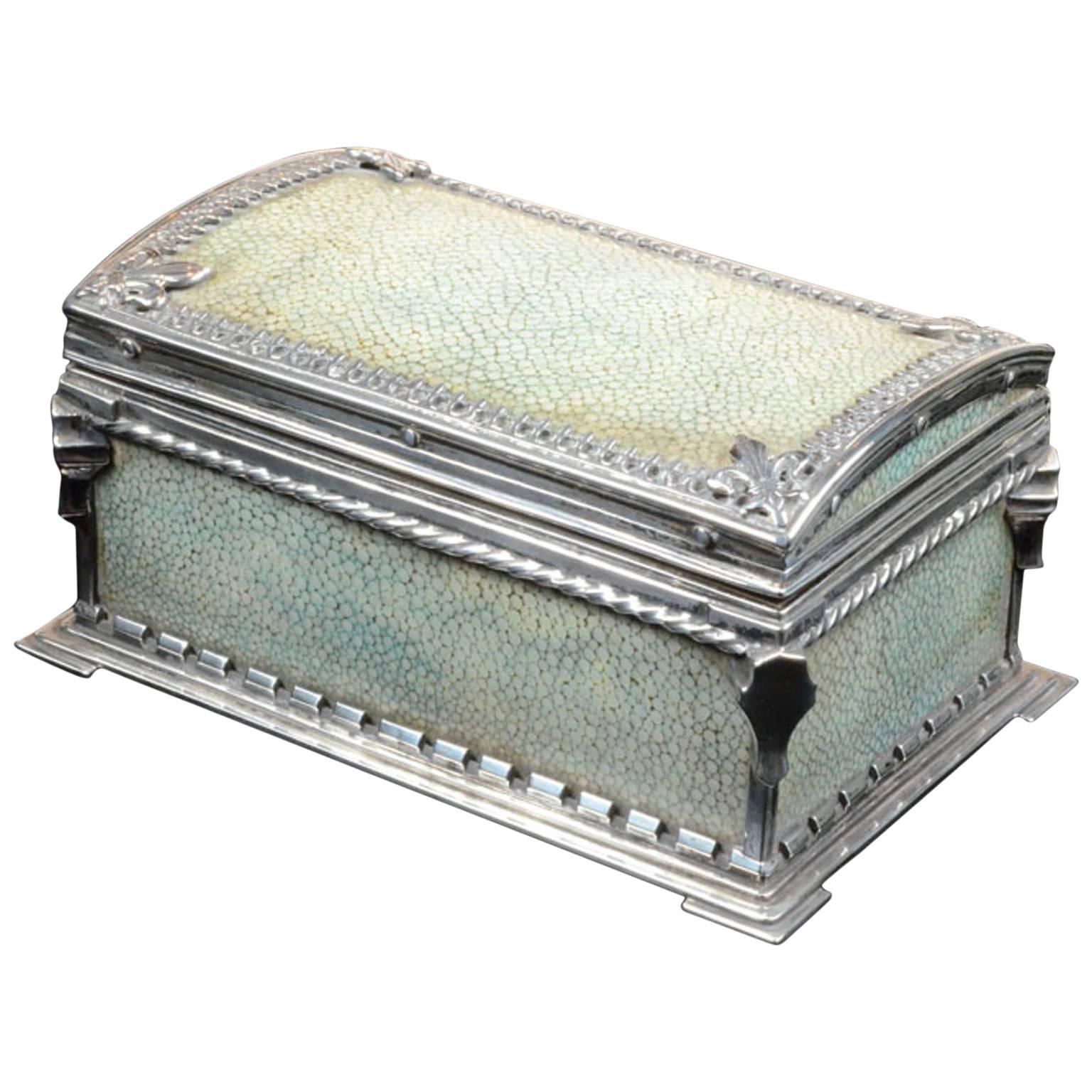 An Arts And Crafts Silver-Mounted Shagreen Casket By Omar Ramsden 1931