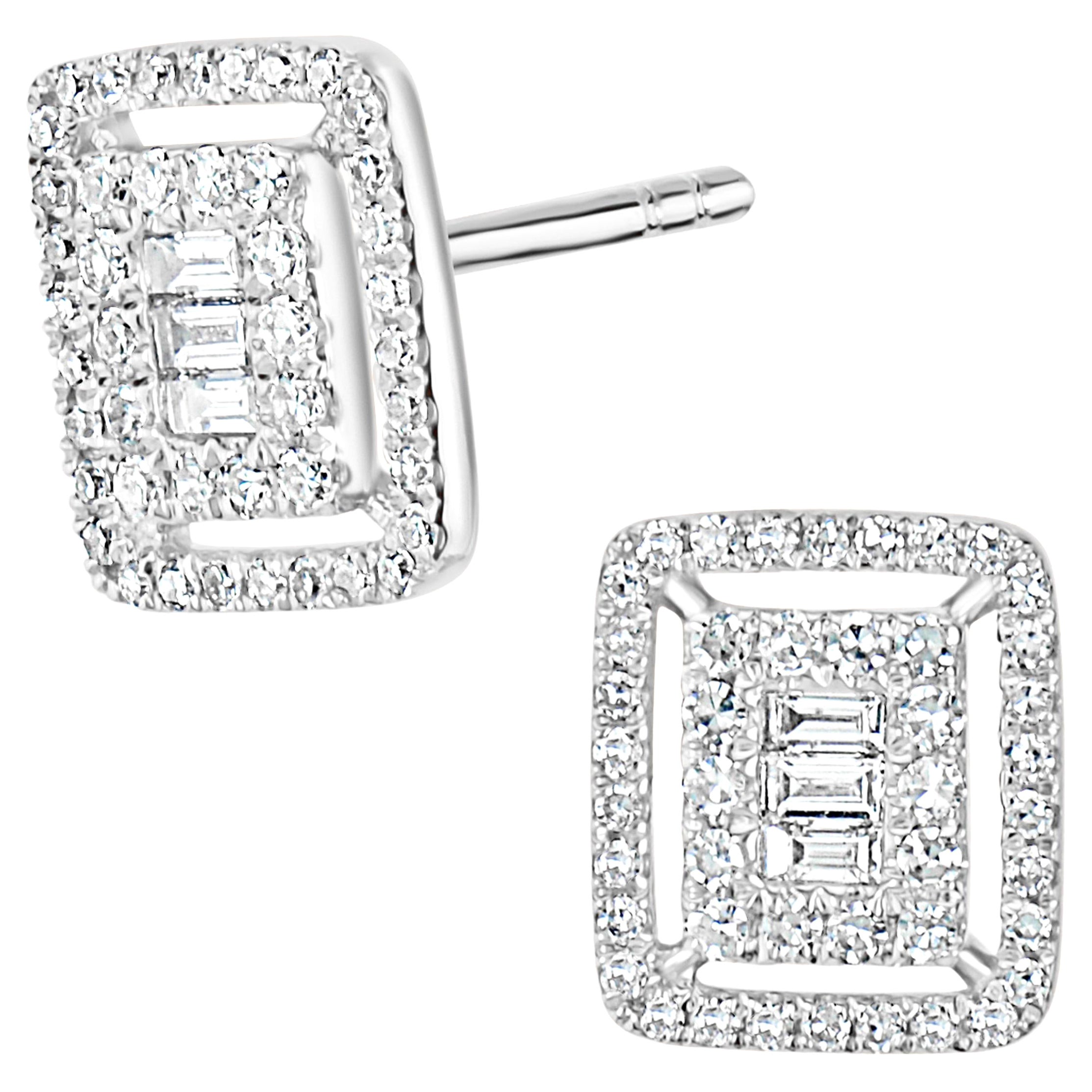 Lily Cut Diamond White Gold Stud Earrings at 1stDibs | lili cut diamond
