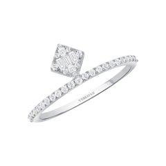 Thin Diamond Band with Ornament in 18K White Gold